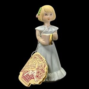 Growing Up Birthday Girl Figurine Age 6 Blonde Hair Dress Vtg Enesco